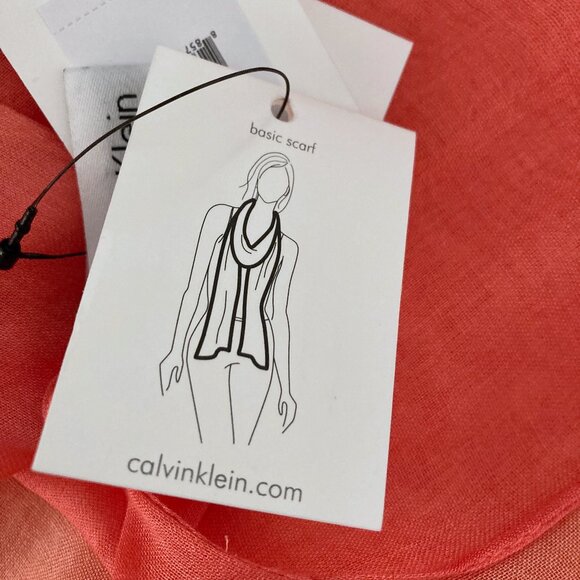 NWT Calvin Klein Dip Dye Rayon Scarf - Orange/Pink - Picture 13 of 15